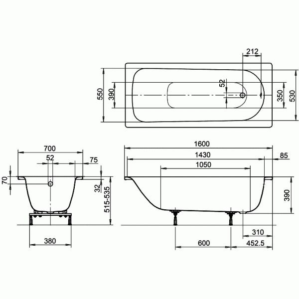 Ванна KALDEWEI EUROWA (FORM PLUS)160х70 119712030001