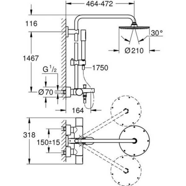 Душевая система Grohe Rainshower System 210 27641000