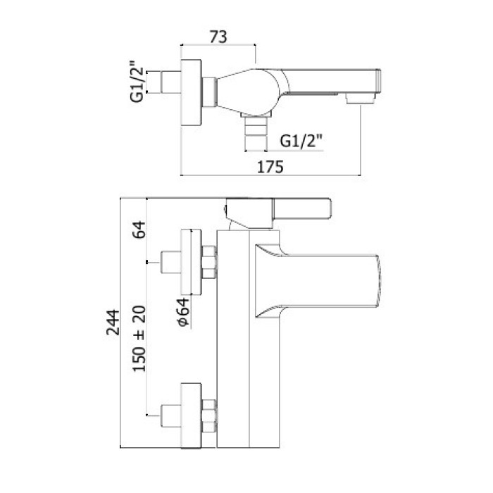 Смеситель для ванны Paffoni Rock (RO023CR) Смеситель для ванны Paffoni Rock (RO023CR)