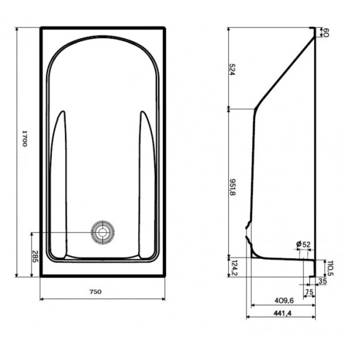 Ванна акриловая Kolo COMFORT Plus XWP1471000 170x75 с ручками