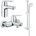 Grohe Набор смесителей Eurosmart Cosmopolitan 3 в 1 для ванны и душа (126111S)