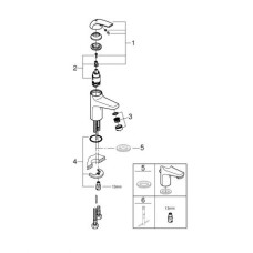Grohe BauCurve Смеситель однорычажный для раковины S-Size (32848000)