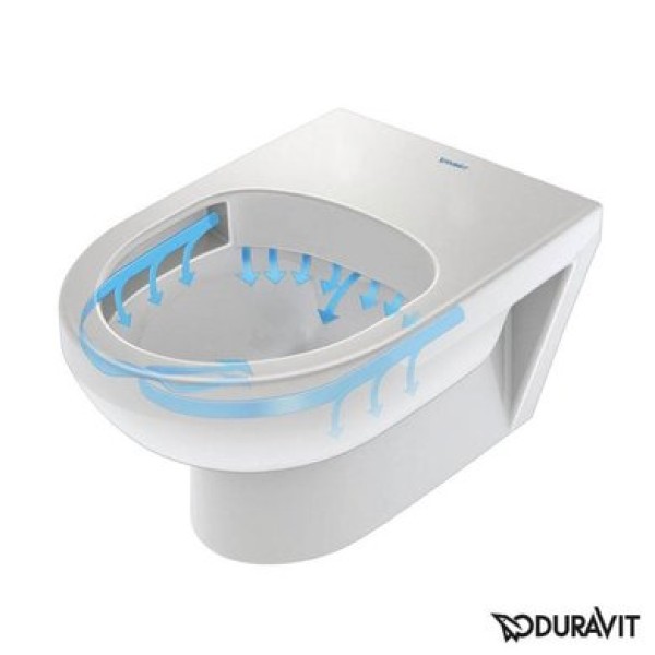 Плитка керамогранит Подвесной безободковый унитаз Basic с крышкой Duravit Rimless DuraStyle 45620900A1 для пола