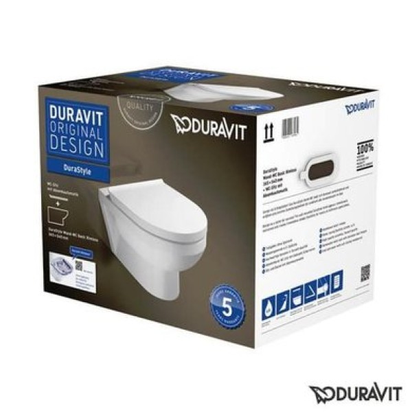 Плитка керамогранит Подвесной безободковый унитаз Basic с крышкой Duravit Rimless DuraStyle 45620900A1 для пола
