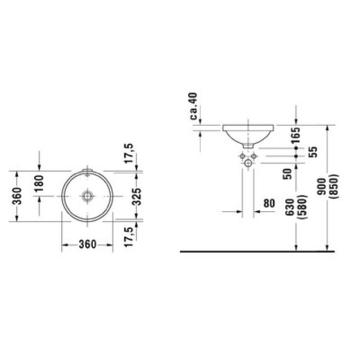 Плитка керамогранит Керамическая раковина 32,5 см Duravit Architec 0319320000 для пола