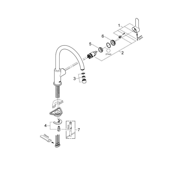 Grohe BauEdge Смеситель однорычажный для кухни (31233000)