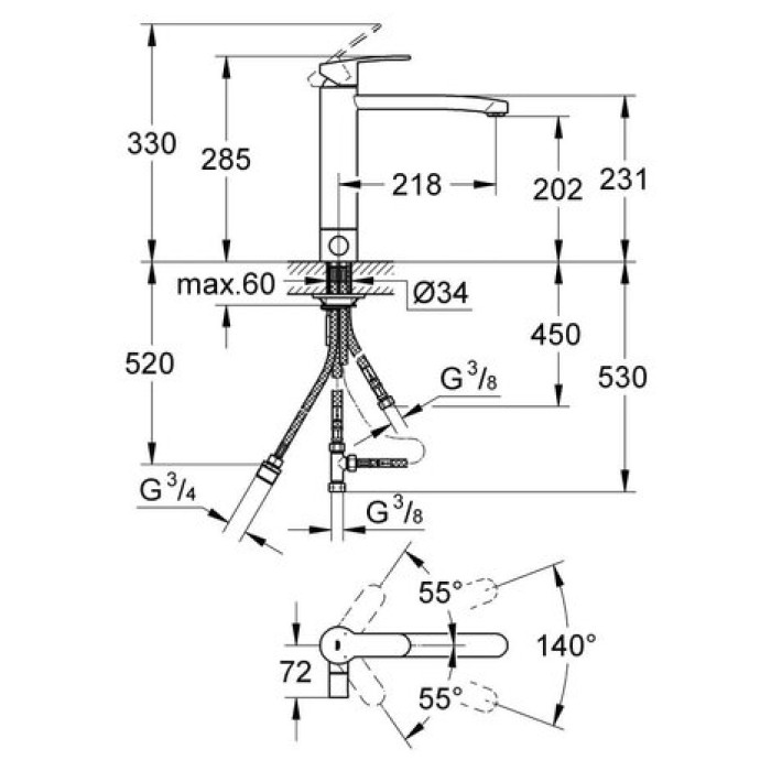 Смеситель для кухни Grohe Eurostyle cosmopolitan 31153002
