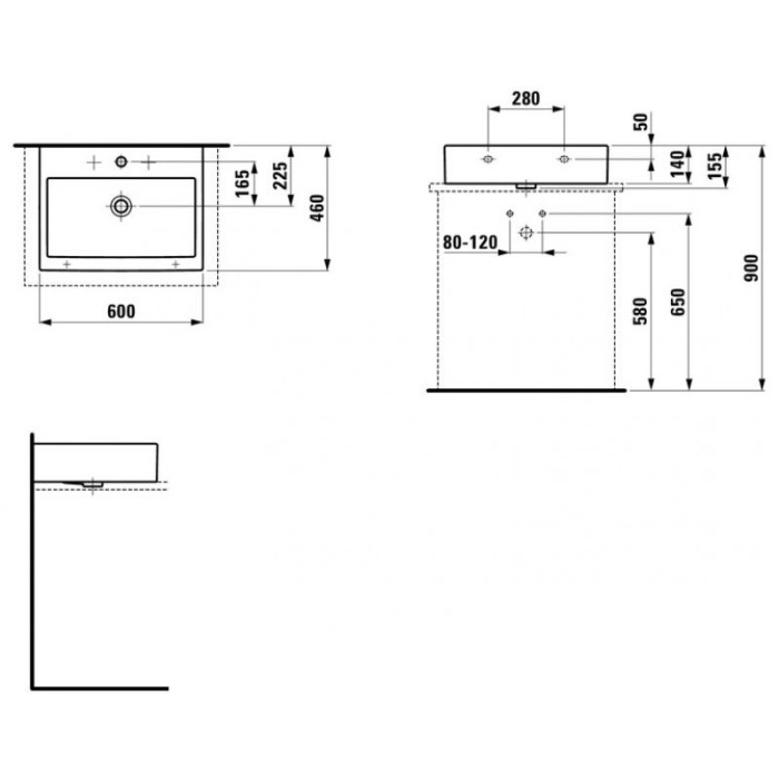 Умывальник прямоугольный Laufen Living City H8174340001041