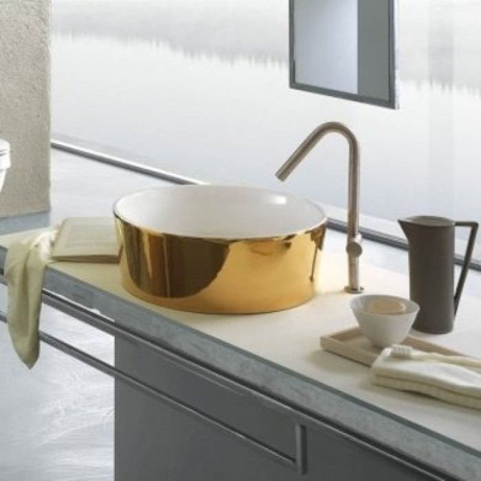 Керамическая раковина 44 см Hatria Happy Hour 7:00, желтое золото (YxSKB6)