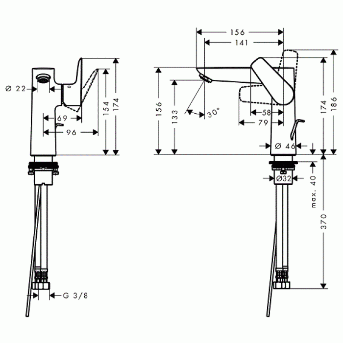 Смеситель для раковины Hansgrohe Talis E 71754000