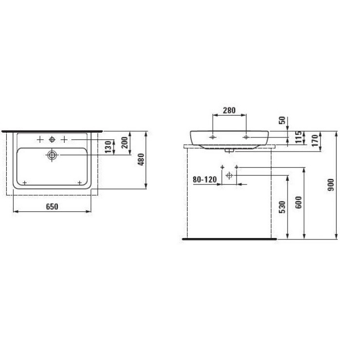 Раковина прямоугольная Laufen Pro A H8179530001041
