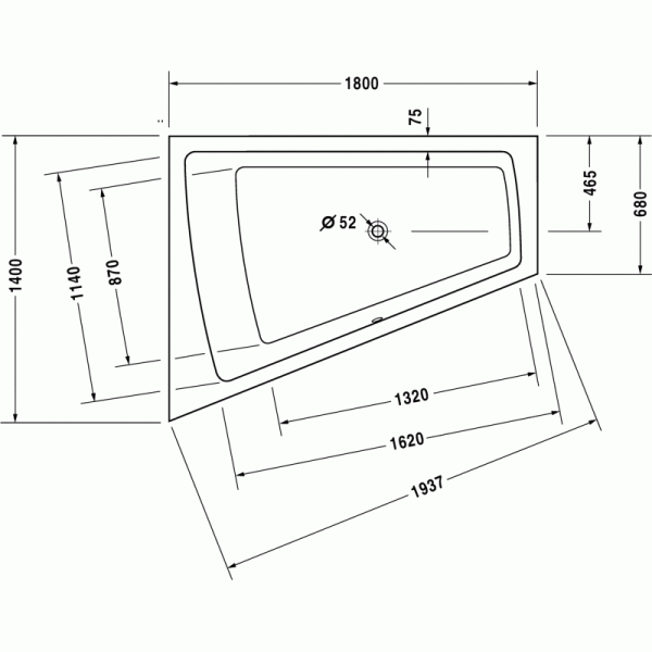 Paiova ванна асимметричная 180 см, левосторонняя 700222000000000 в интернет-магазине «Estet Room»