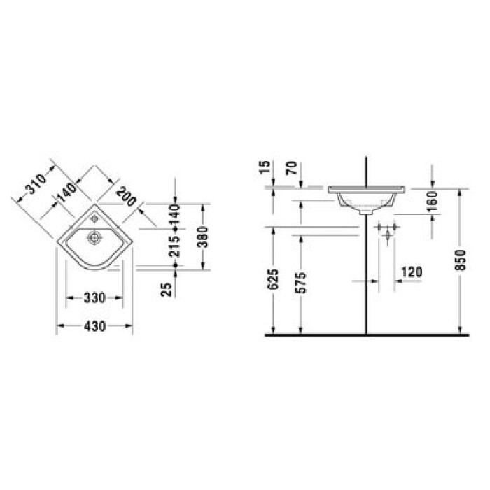Плитка керамогранит Керамическая раковина 43 см Duravit Starck 3 0752440000 для пола