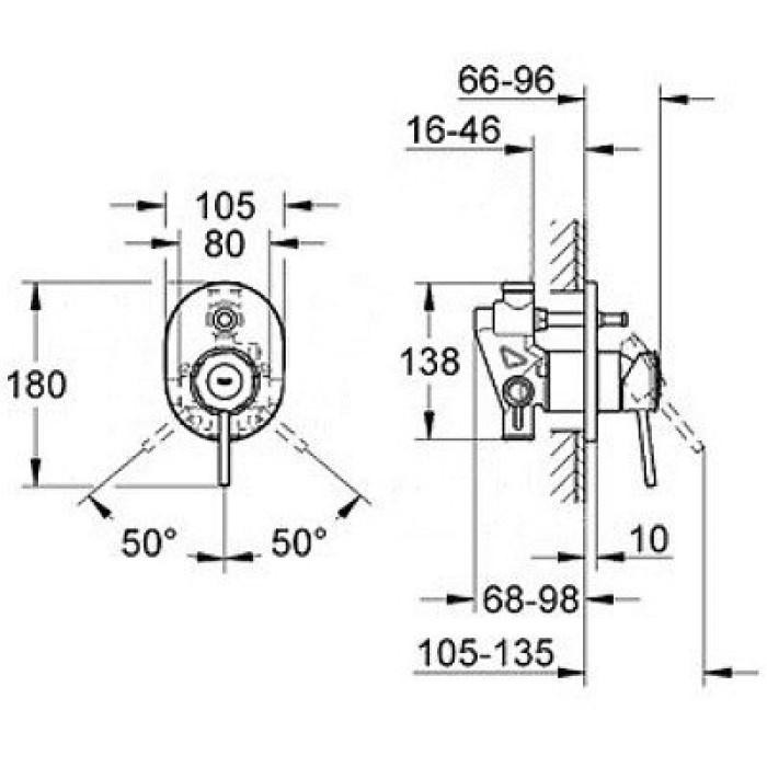 Grohe BauClassic Смеситель однорычажный для ванны скрытый монтаж (29047000) Grohe BauClassic Смеситель однорычажный для ванны скрытый монтаж (29047000)