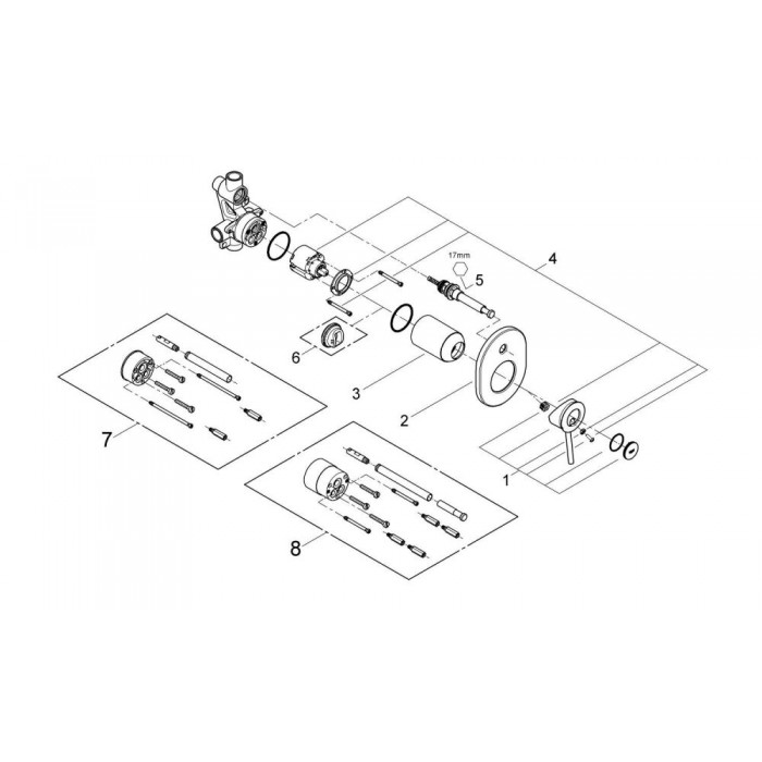 Grohe BauClassic Смеситель однорычажный для ванны скрытый монтаж (29047000)