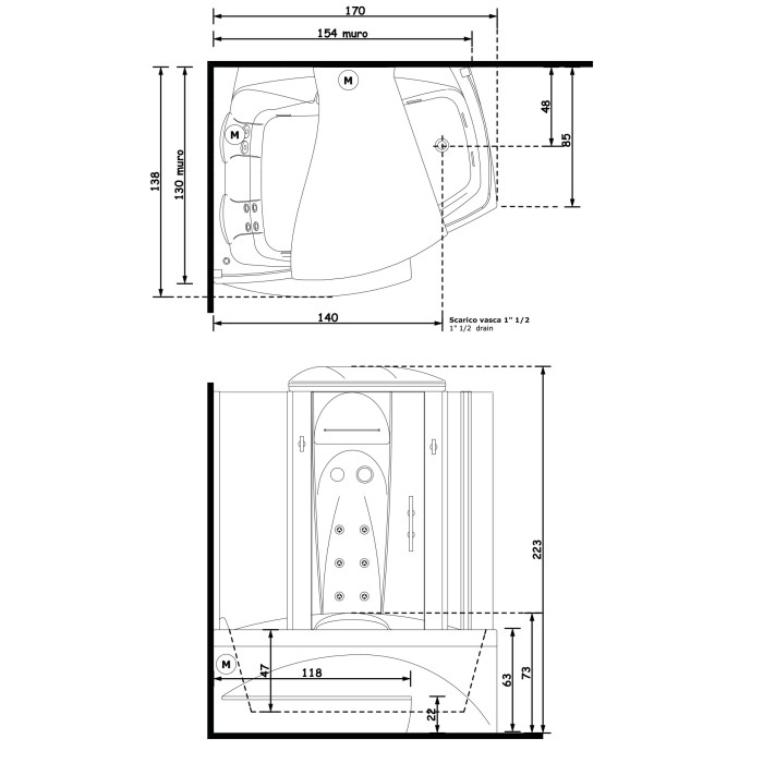 Gruppo Treesse Matrix Midi Ванна 170x138xh221 см