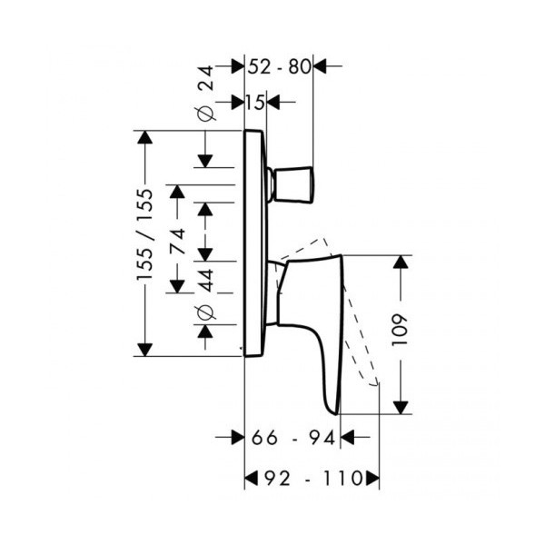 Смеситель для ванны Hansgrohe PuraVida 15445000