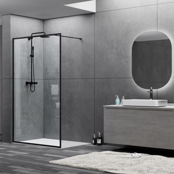 DEVIT FEN3140B ART Душевое ограждение 1200, черный матовый, без поддона, стекло прозрачное