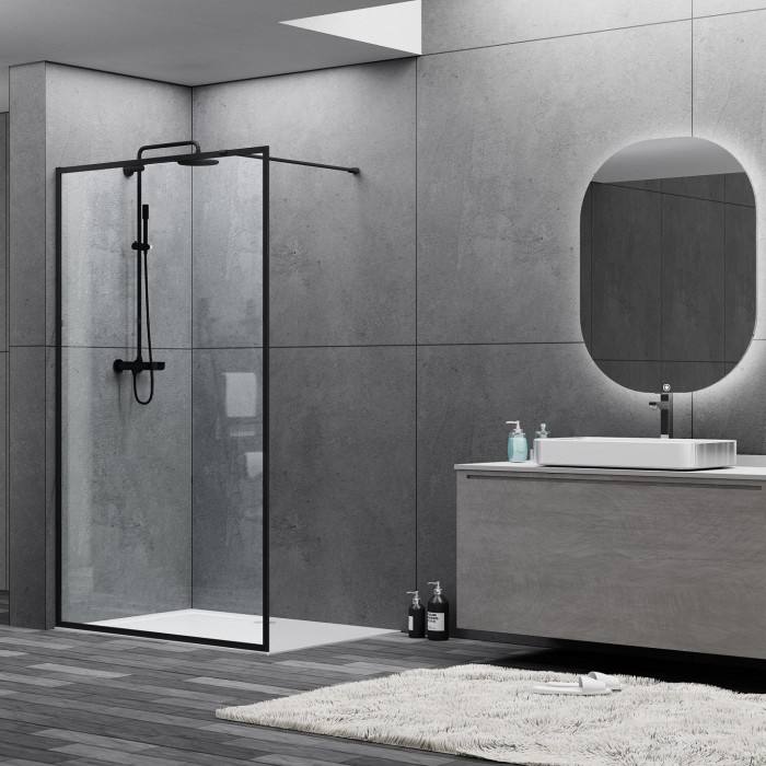 DEVIT FEN3140B ART Душевое ограждение 1200, черный матовый, без поддона, стекло прозрачное