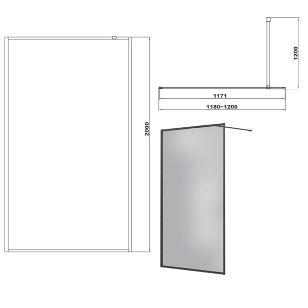 DEVIT FEN3140B ART Душевое ограждение 1200, черный матовый, без поддона, стекло прозрачное