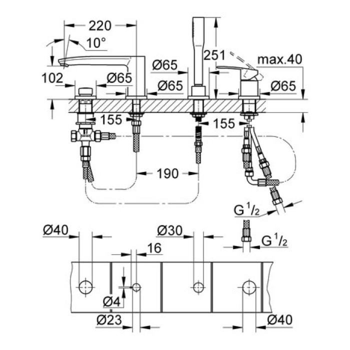 Смеситель для ванны Grohe Eurostyle cosmopolitan 23048003