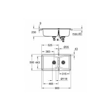 Мойдка для кухни Grohe 900х500 мм, Granite Grey (31658AT0)
