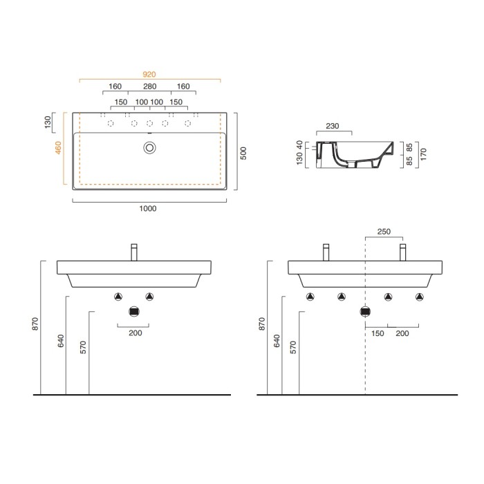Керамическая раковина 100 см Catalano NEW ZERO Керамическая раковина 100 см Catalano NEW ZERO