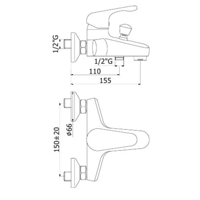 Настенный смеситель для ванны Paffoni Denver (DE023CR) Настенный смеситель для ванны Paffoni Denver (DE023CR)