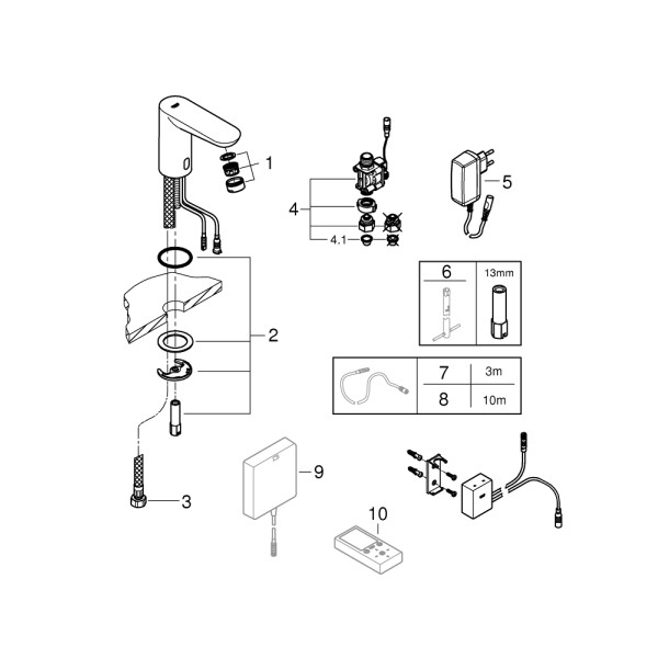 Grohe Euroeco Cosmopolitan E Bluetooth Смеситель сенсорный для раковины без смешивания (36409000)