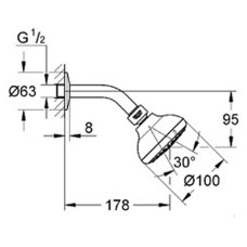 Плитка керамогранит Верхний душ Grohe New Tempesta 100 (26088000) для пола