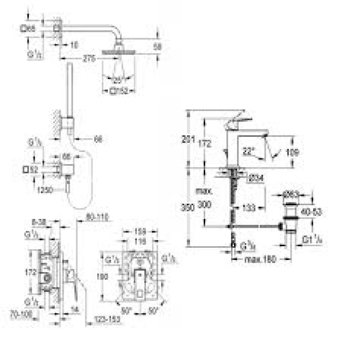 Набор смесителей для душа Grohe Eurocube 234234