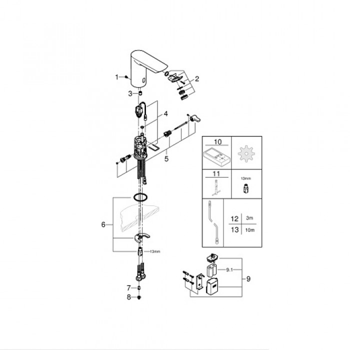 Grohe Bau Cosmopolitan E Сенсорный смеситель для раковины со смешиванием (36451000)