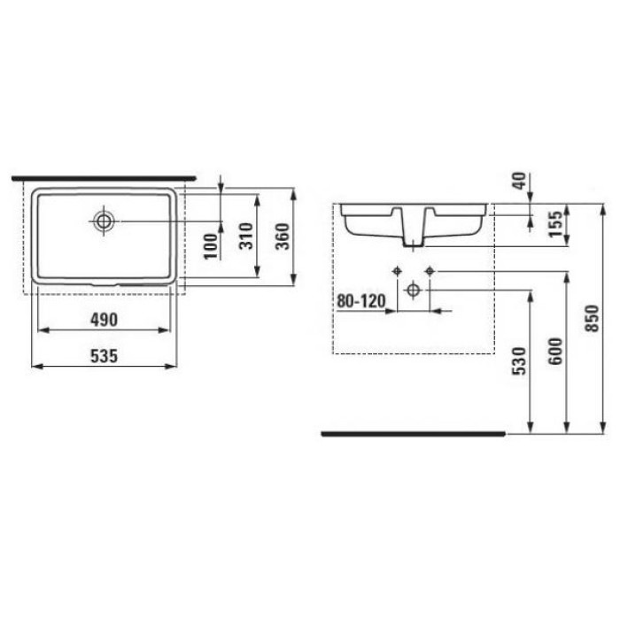 Умывальник под столешницу Laufen Living City H8124300001091