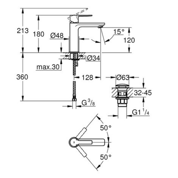 Смеситель для раковины Grohe Lineare S-Size 23106001