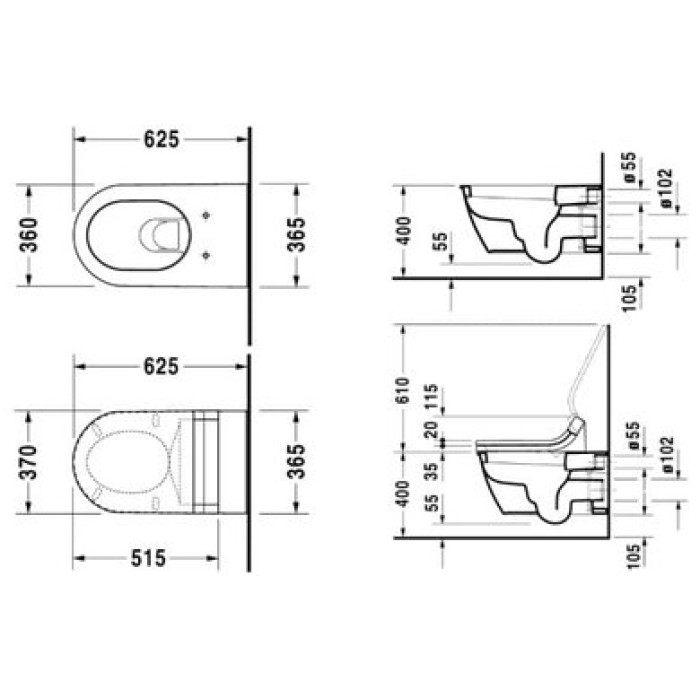 Плитка керамогранит Подвесной унитаз Duravit Darling New 2544090000 для пола