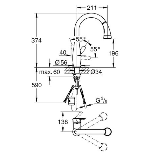 Смеситель для кухни Grohe Parkfield 30215001