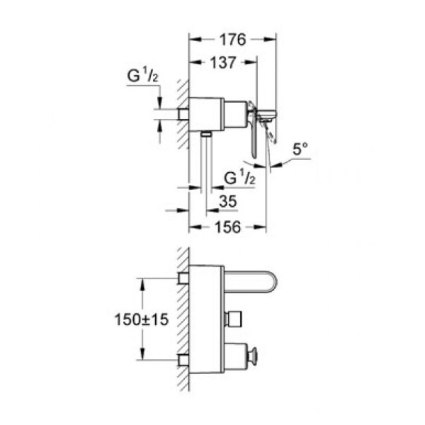 Grohe Veris Смеситель однорычажный для ванны (32195000)