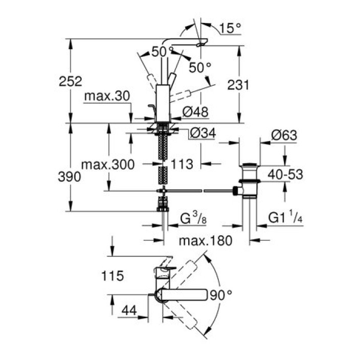 Смеситель для раковины Grohe Lineare L-Size 23296001 Смеситель для раковины Grohe Lineare L-Size 23296001
