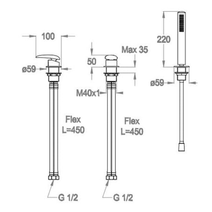 Смеситель для ванны Fir Synergy Open 93 (93.3150.4.10.00)