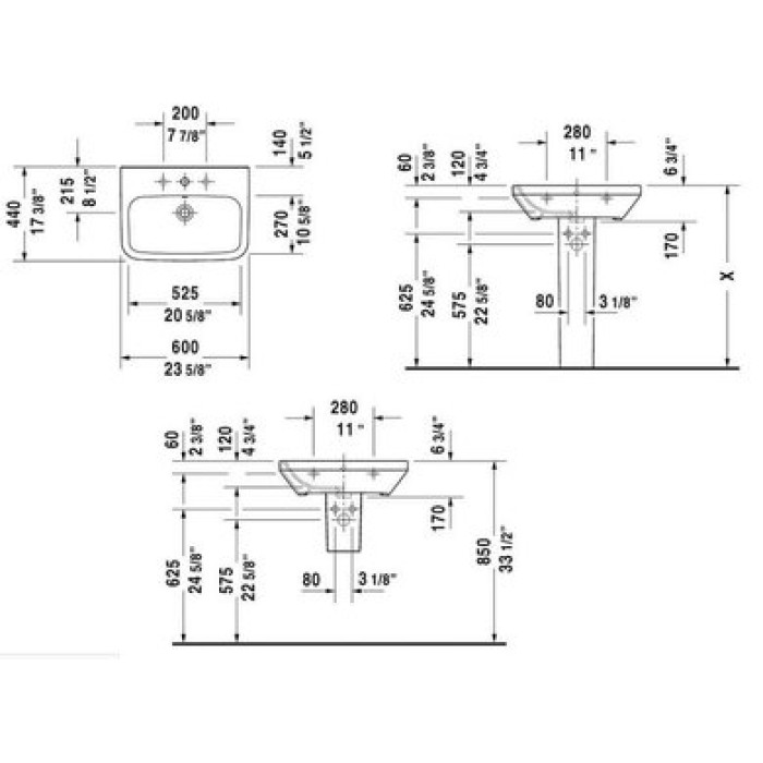 Плитка керамогранит Керамическая раковина 60 см Duravit DuraStyle 2319600000 для пола