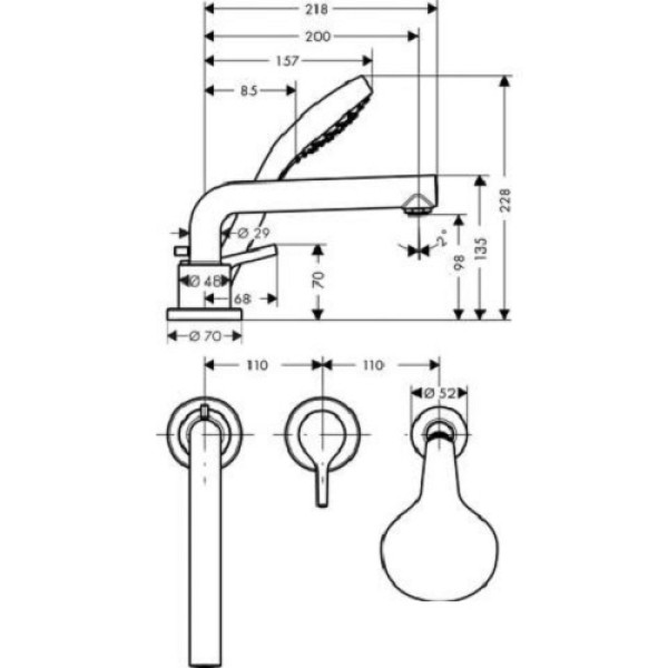 Смеситель для ванны Hansgrohe Talis S 72417000