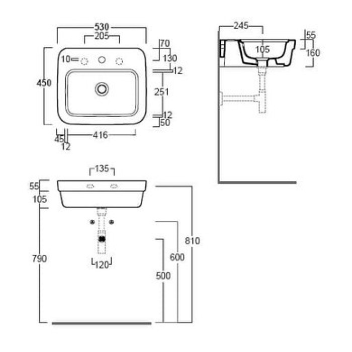 Керамическая раковина 53 см Simas Evolution, bianco glossy EVO 15