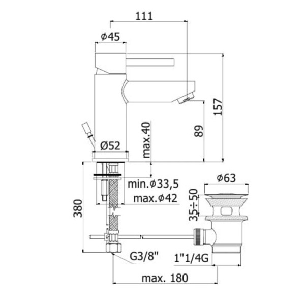 Смеситель для раковины Paffoni Stick (SK075HEWSCR)