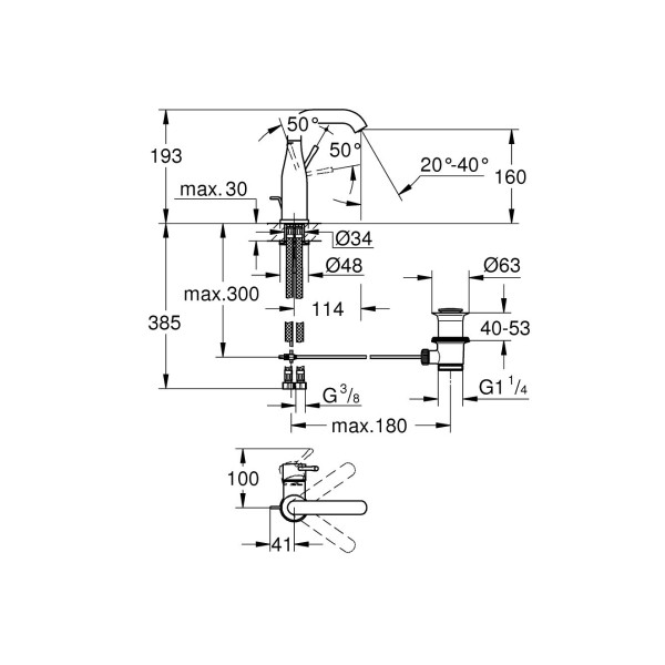 Grohe Essence Смеситель однорычажный для раковины M-Size (23462AL1 )