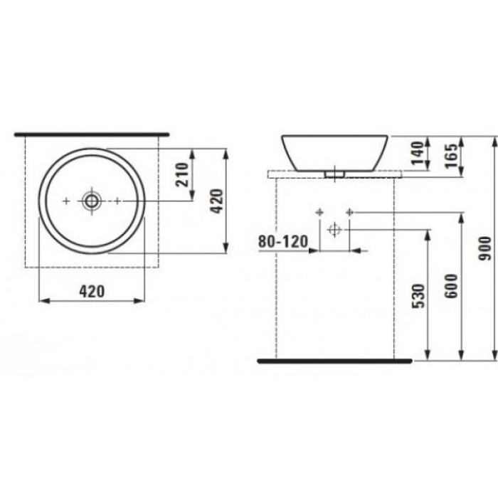 Умывальник чаша на столешницу Laufen Pro B H8129620001091 Умывальник чаша на столешницу Laufen Pro B H8129620001091