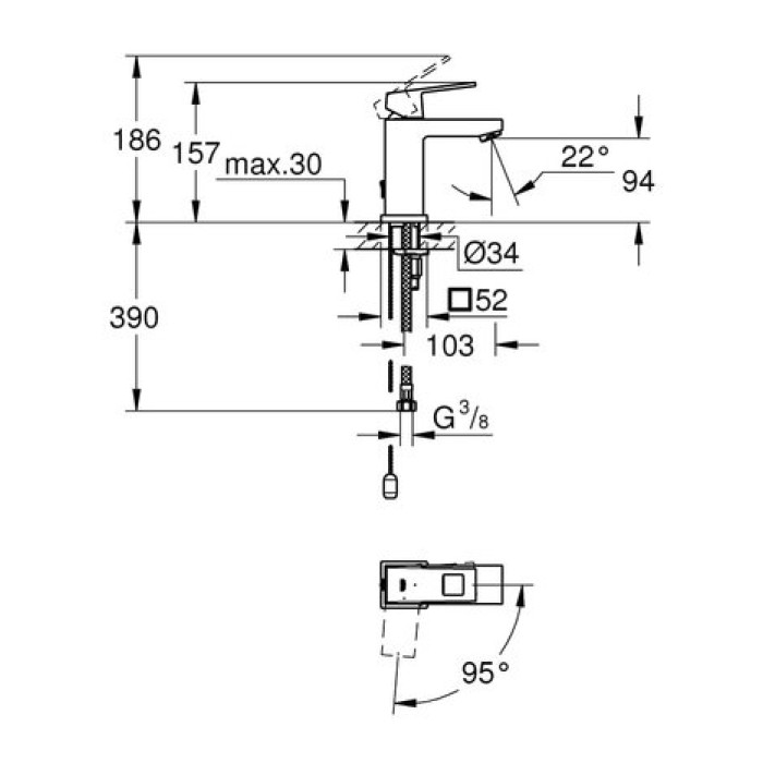 Смеситель для раковины Grohe Eurocube S-Size 2339100E