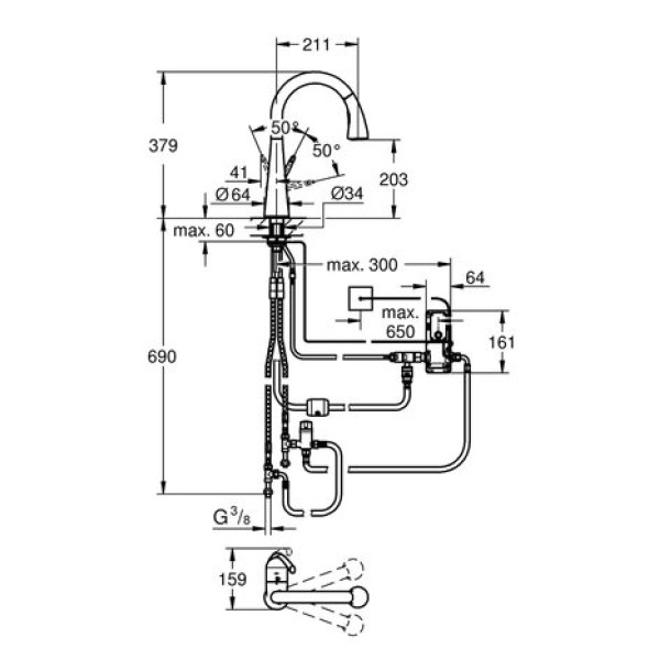 Сенсорный смеситель для кухни Grohe Zedra Touch 30219DC0