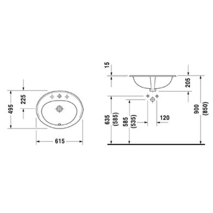 Плитка керамогранит Керамическая раковина 61,5 см Duravit Duraplus 0472620000 для пола Плитка керамогранит Керамическая раковина 61,5 см Duravit Duraplus 0472620000 для пола