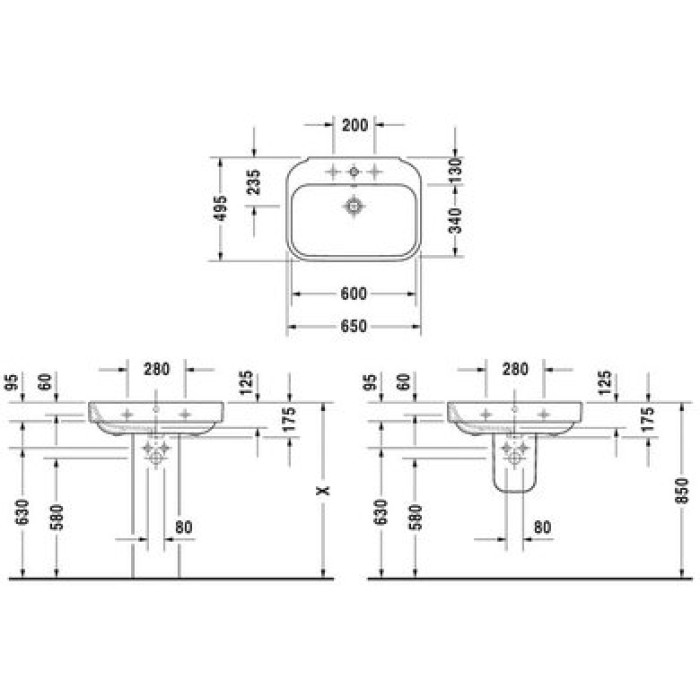 Плитка керамогранит Керамическая раковина 65 см Duravit Happy D.2 2316650000 для пола Плитка керамогранит Керамическая раковина 65 см Duravit Happy D.2 2316650000 для пола