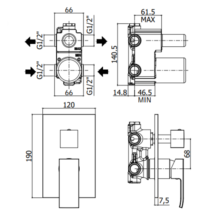 Смеситель на 2 потребителя Paffoni Elle (EL018NO/M) Смеситель на 2 потребителя Paffoni Elle (EL018NO/M)